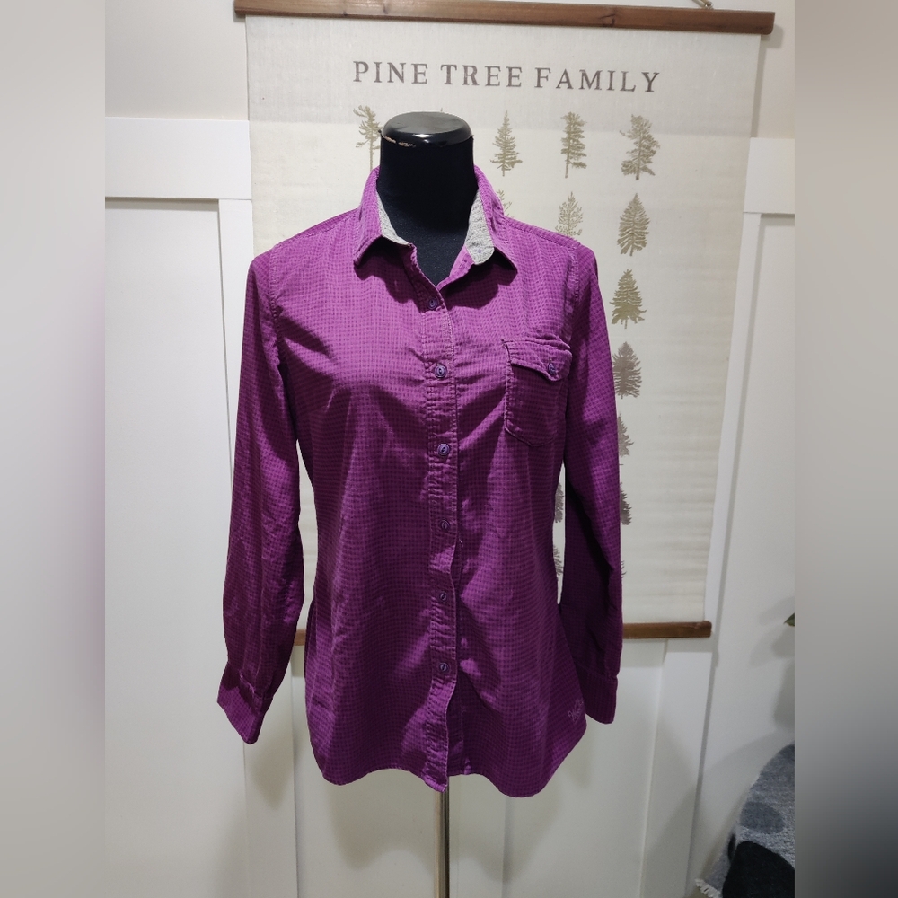 Woolrich Purple Corduroy Check Long-Sleeve Button-Down Shirt Women’s - M